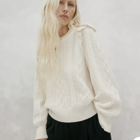 Madewell Hollydene Ruffle Sleeve Wool Sweater - Picture 3 of 7